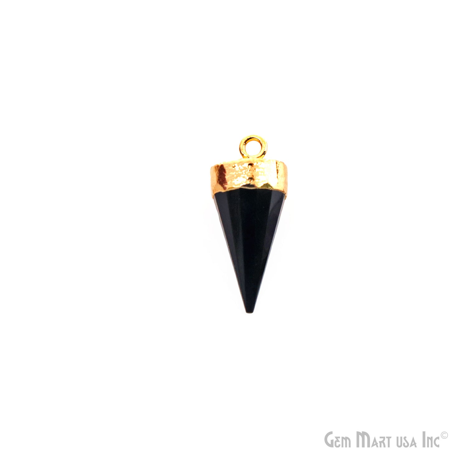 Black Onyx Spike 23x10mm Gold Electroplated Gemstone Pendant Connector