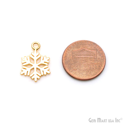 Snowflake Shape 19x13mm Gold Plated Textured Charm Minimalist Finding