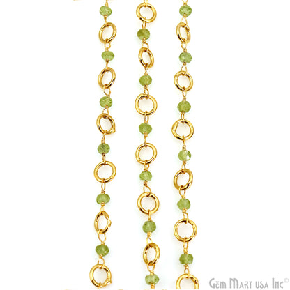 Peridot Beads 3-3.5mm Gold Plated 6mm Round Finding Rosary Chain