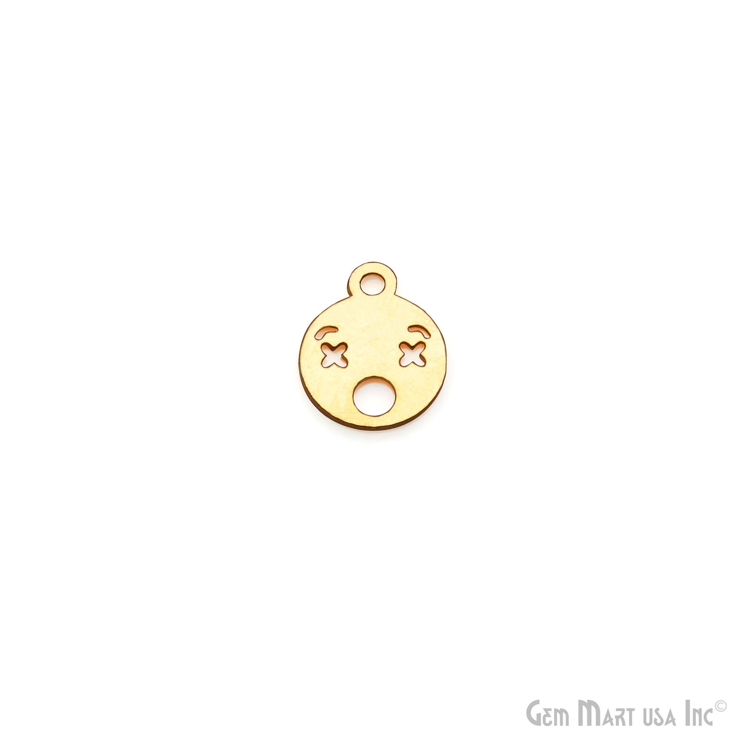 Emoji Shape Laser Finding Gold Plated 14.8x12mm Charm For Bracelets & Pendants