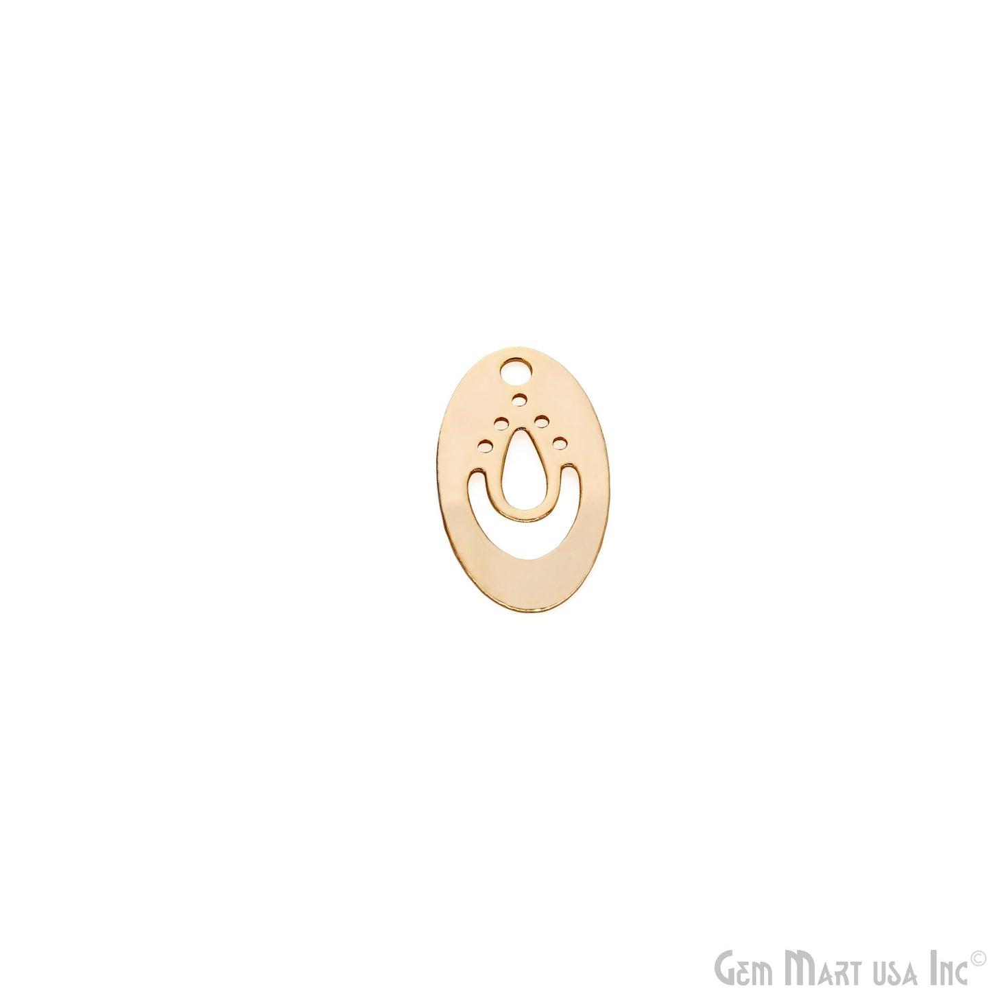 Oval Shape Charm Laser Finding Gold Plated 10.4x18mm Charm For Bracelets & Pendants