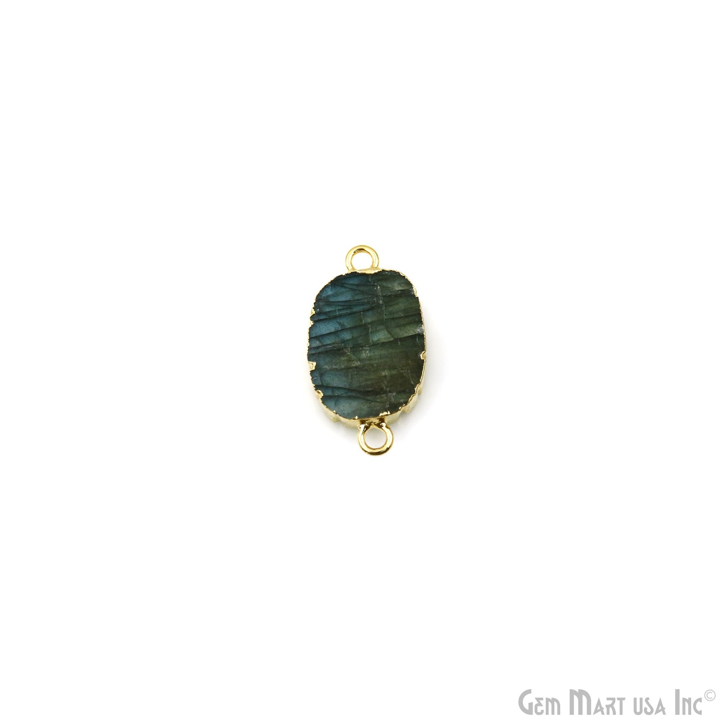 Labradorite 23x12mm Organic Shape Gold Electroplated Double Bail Gemstone Connector