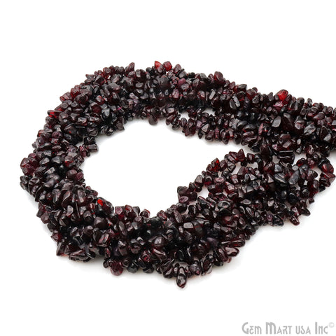 Garnet Chip Beads, 34 Inch, Natural Chip Strands, Drilled Strung Nugget Beads, 7-10mm, Polished, GemMartUSA (CHGT-70004)