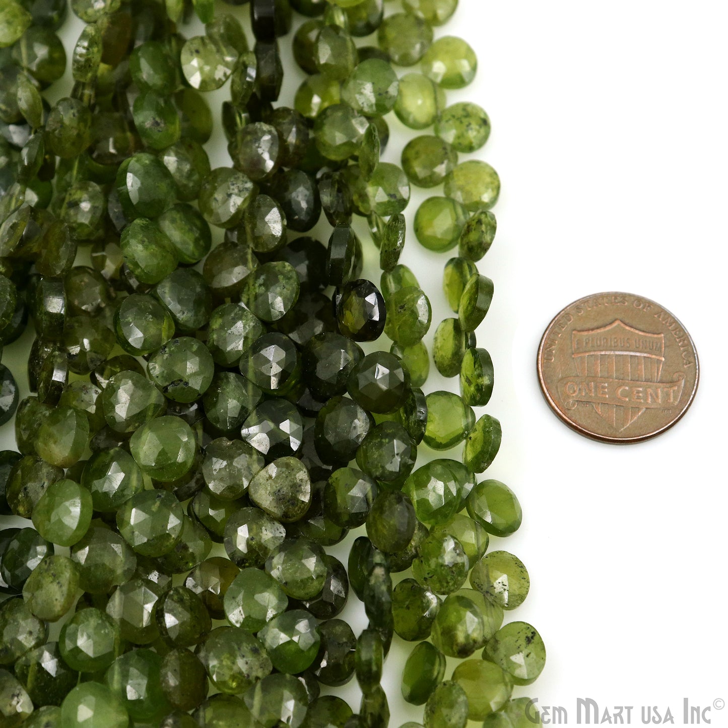 Peridot Heart Beads, 7 Inch Gemstone Strands, Drilled Strung Briolette Beads, Heart Shape, 7mm