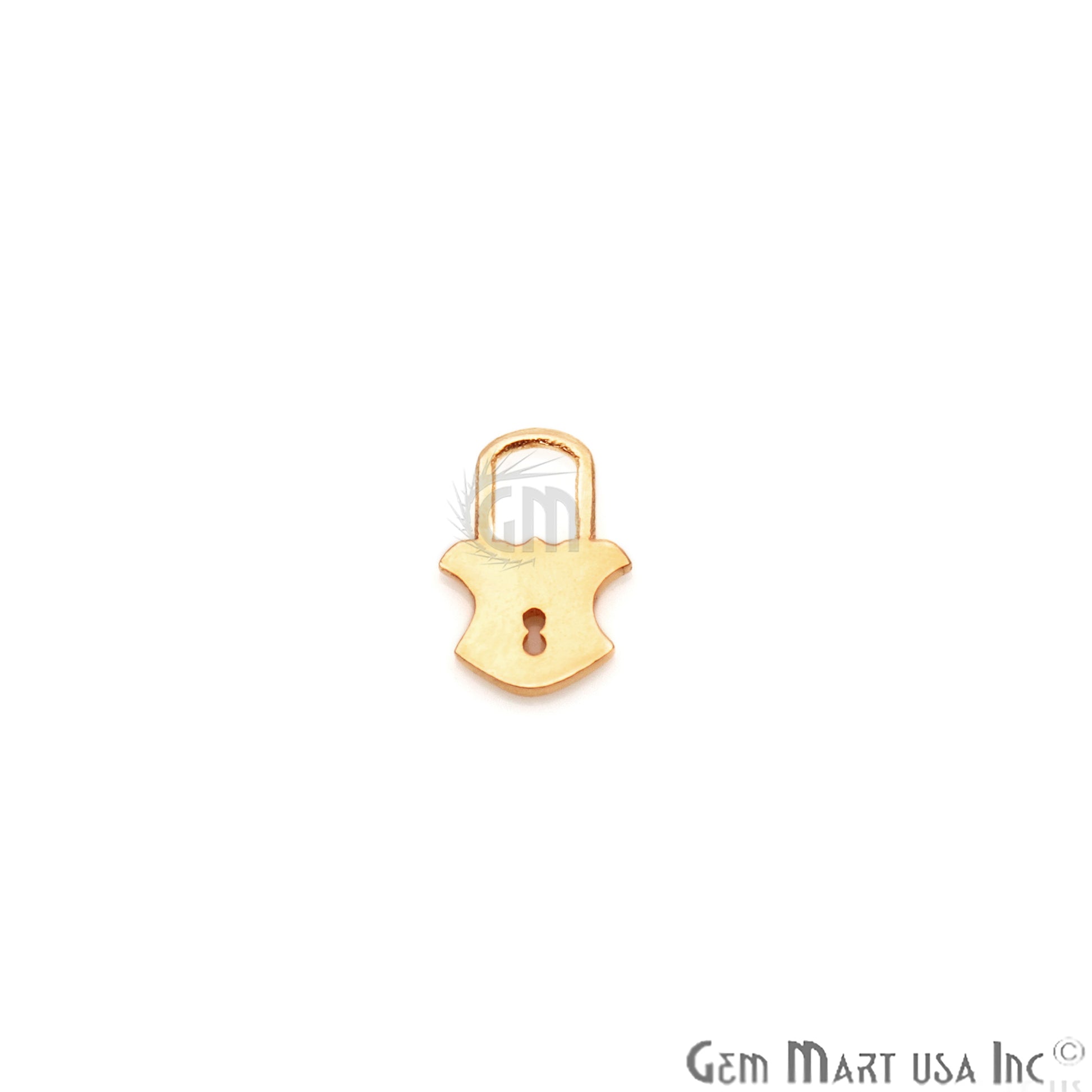 Lock Shape 13x8mm Gold Plated Finding Charm, DIY Jewelry - GemMartUSA