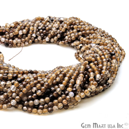 Brown Rutile Jade 4mm Faceted Rondelle Beads Strands 14Inch - GemMartUSA