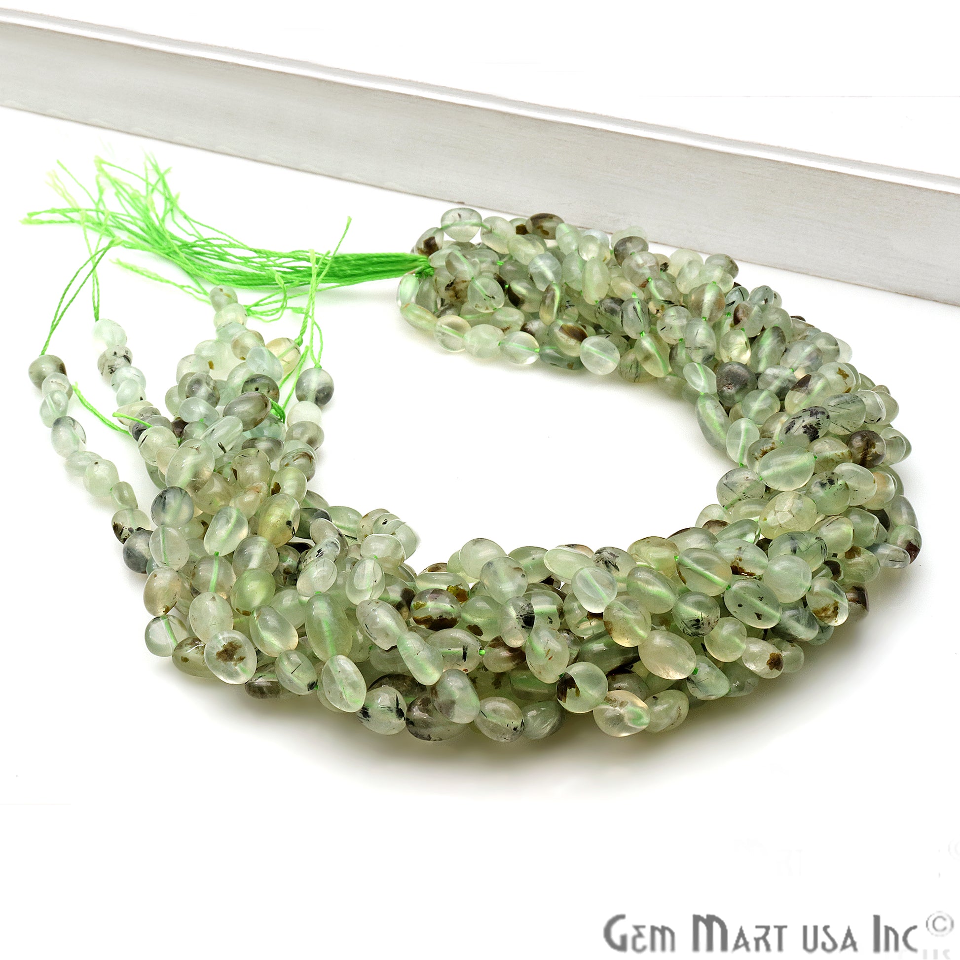 Prehnite 9x5mm Tumble Rondelle Beads Strands 14Inch - GemMartUSA