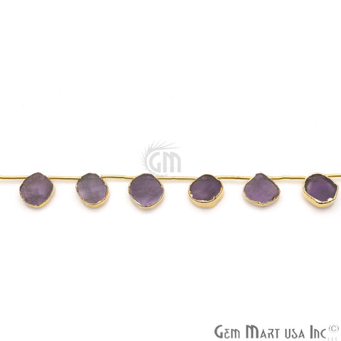 Amethyst Free Form Gold Electroplated 18x15mm Crafting Beads Gemstone 9 Inch Strands - GemMartUSA
