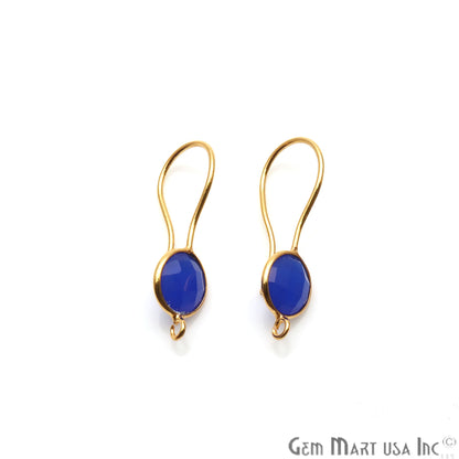 DIY Gemstone 26x9mm Gold Plated Round Hook Earring (Pick Gemstone) - GemMartUSA