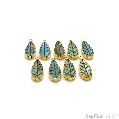 Flashy Labradorite 28x10mm Cabochon Pears Single Bail Gold Electroplated Gemstone Connector