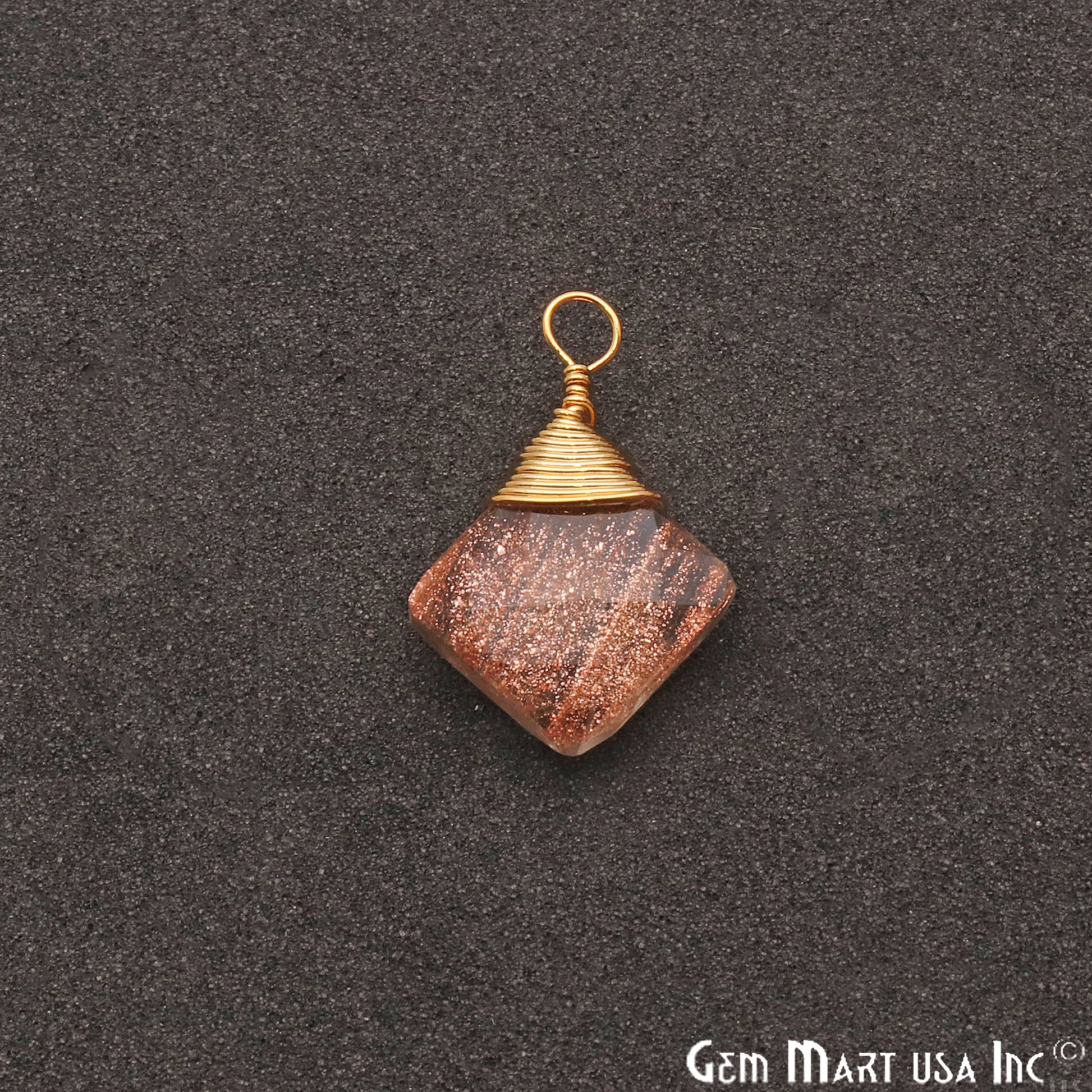 Copper Infused Square 12mm Gold Plated Wire Wrapped Gemstone Connector - GemMartUSA