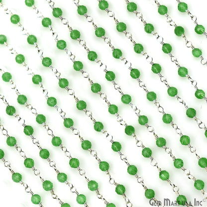 Peridot Monalisa Faceted Beads 3-3.5mm Silver Gemstone Rosary Chain