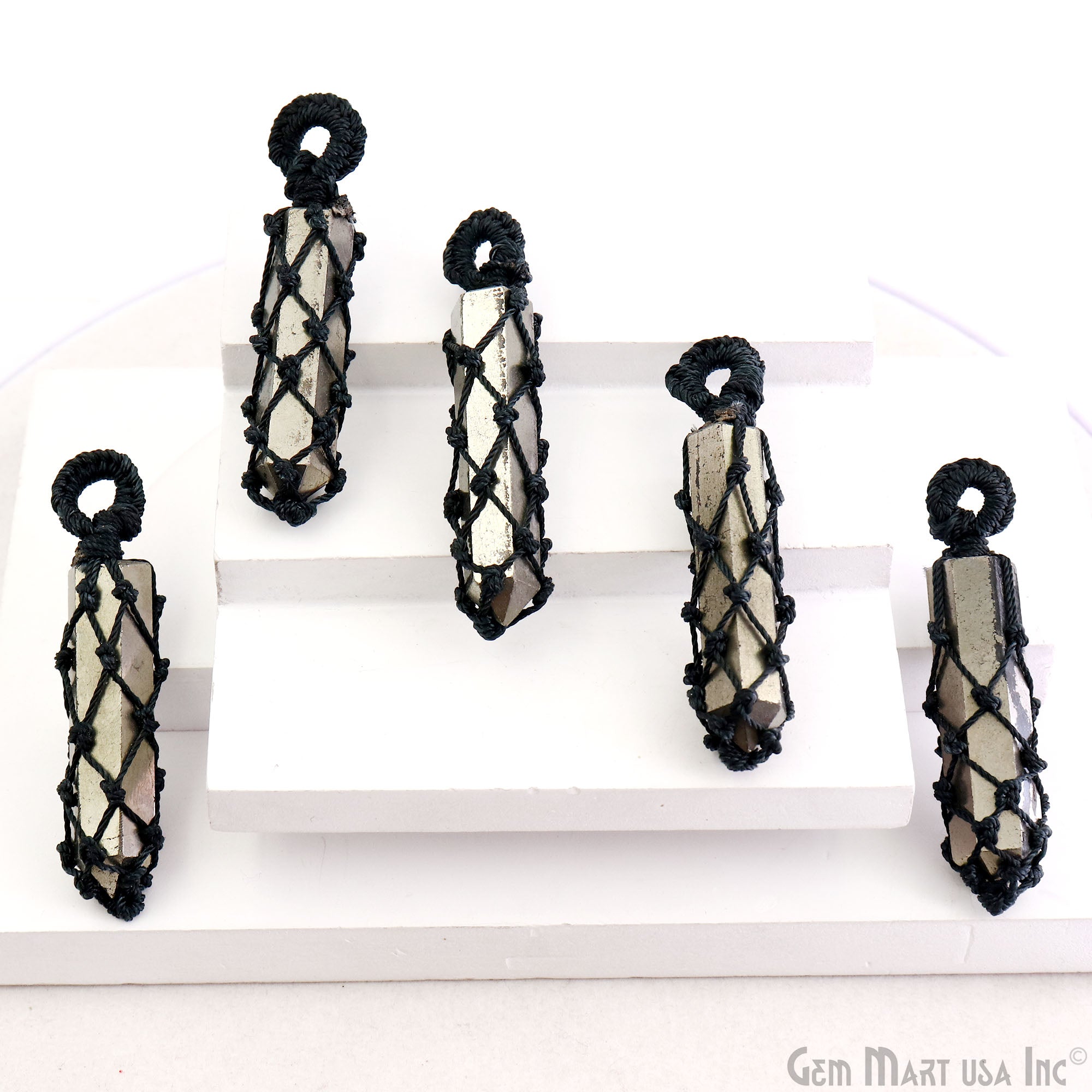 DIY Macrame Cage Crystal Holder Necklace Stone Holder Macrame Pendant 59x11mm