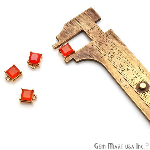 Carnelian 6mm Square Gold Plated Prong Setting Gemstone Connector (Pick Bail) - GemMartUSA