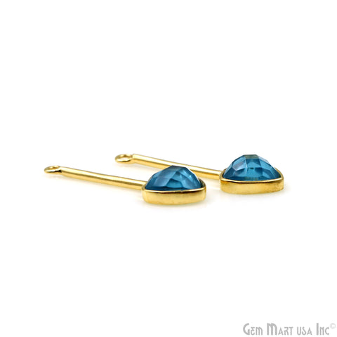 Blue Topaz 26x9mm Trillion Long Dangle Drop Chandelier Earrings Connector 1 Pair