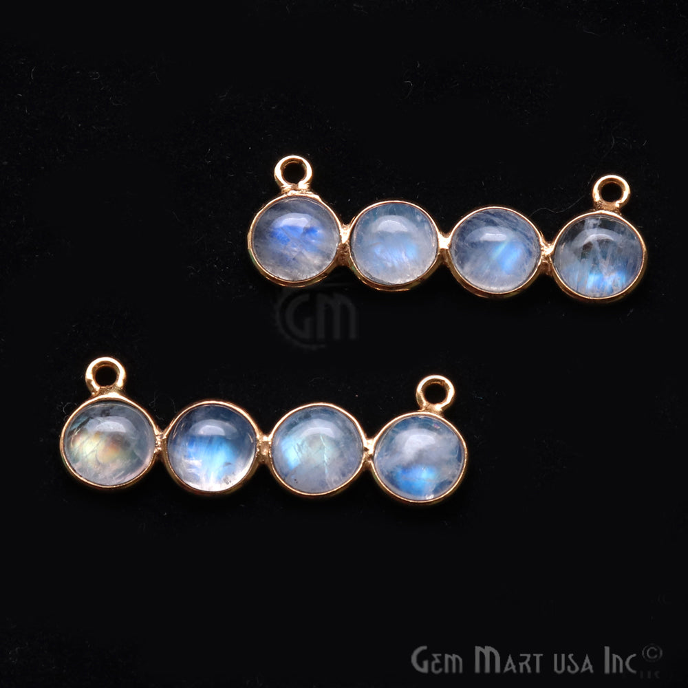 DIY Rainbow Moonstone 31x11mm Double Bail Chandelier Finding Component (Pick Your Metal) - GemMartUSA