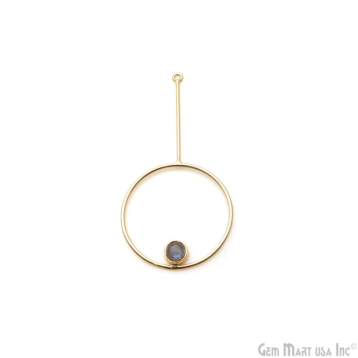Round Dangler 66x33mm Gold Plated Gemstone Pendant Connector