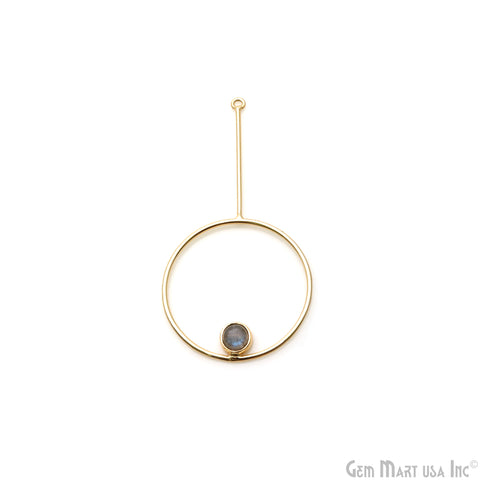 Round Dangler 66x33mm Gold Plated Gemstone Pendant Connector