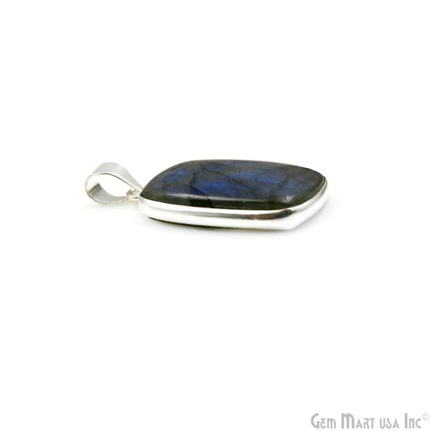 Labradorite Gemstone Rectangle 32x18mm Sterling Silver Necklace Pendant 1PC
