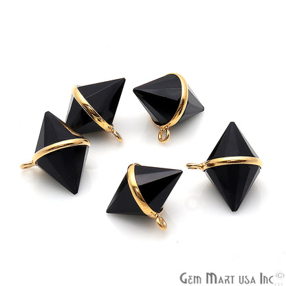 Double Cone Shape 19x16mm Gold Plated Single Bail Gemstone Connector (Pick Gemstone) - GemMartUSA