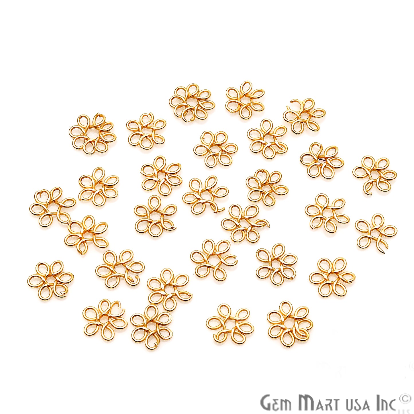 10pc Lot Leaf Finding 7mm Gold Plated Chandelier Jewelry Charm - GemMartUSA