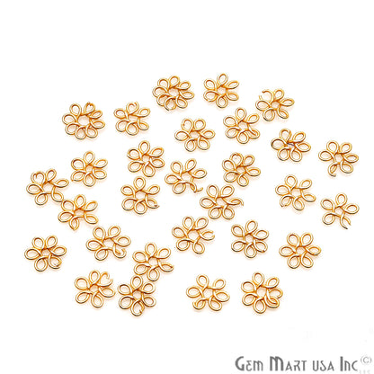 10pc Lot Leaf Finding 7mm Gold Plated Chandelier Jewelry Charm - GemMartUSA