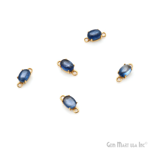 Kyanite Prong Setting Oval 7x5mm Gold Plated Double Bail Connector