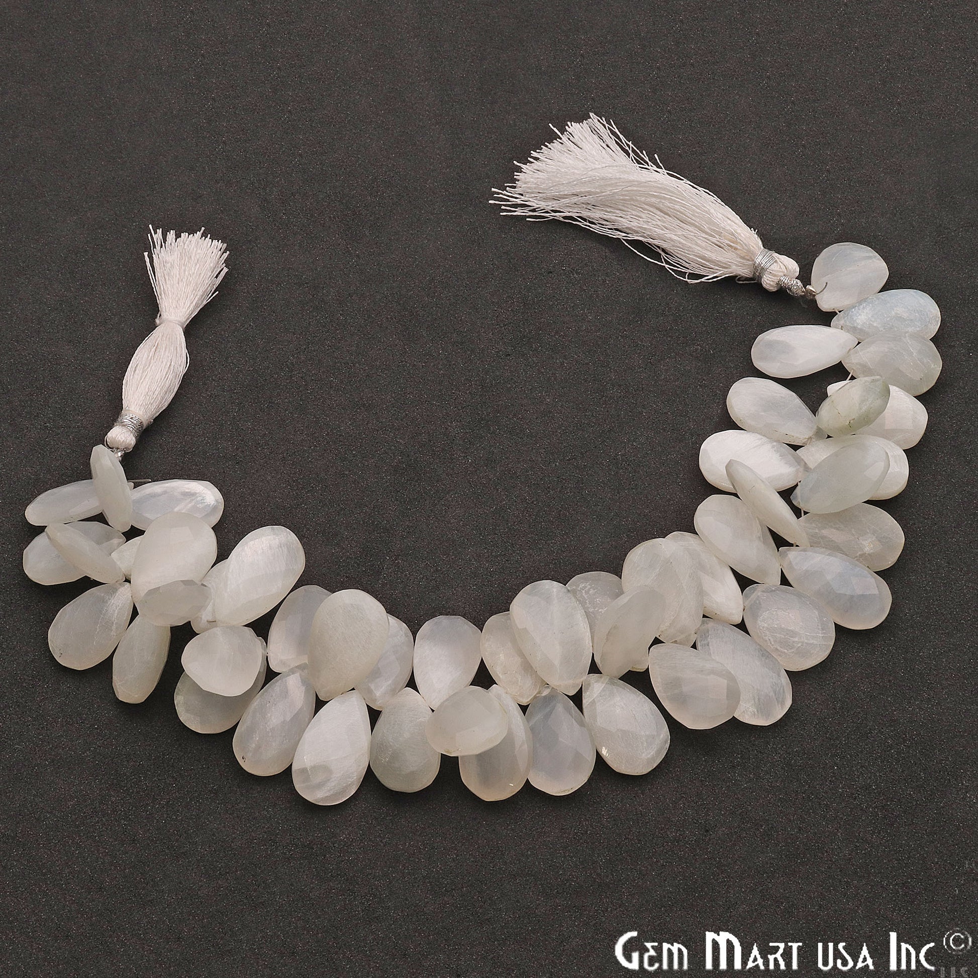 White Moonstone Pears 19x12mm Crafting Beads Gemstone Briolette Strands 8 INCH - GemMartUSA