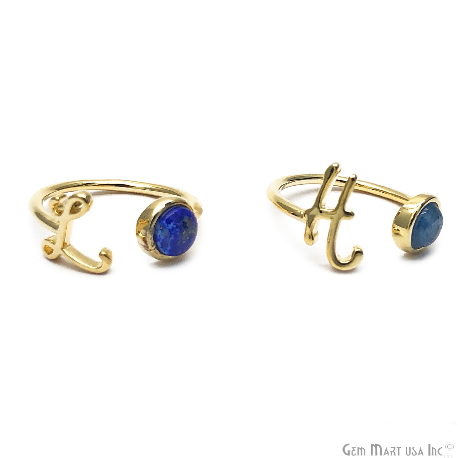 Initial Letter Lapis Lazuli Adjustable Ring (Pick Your Letter) - GemMartUSA