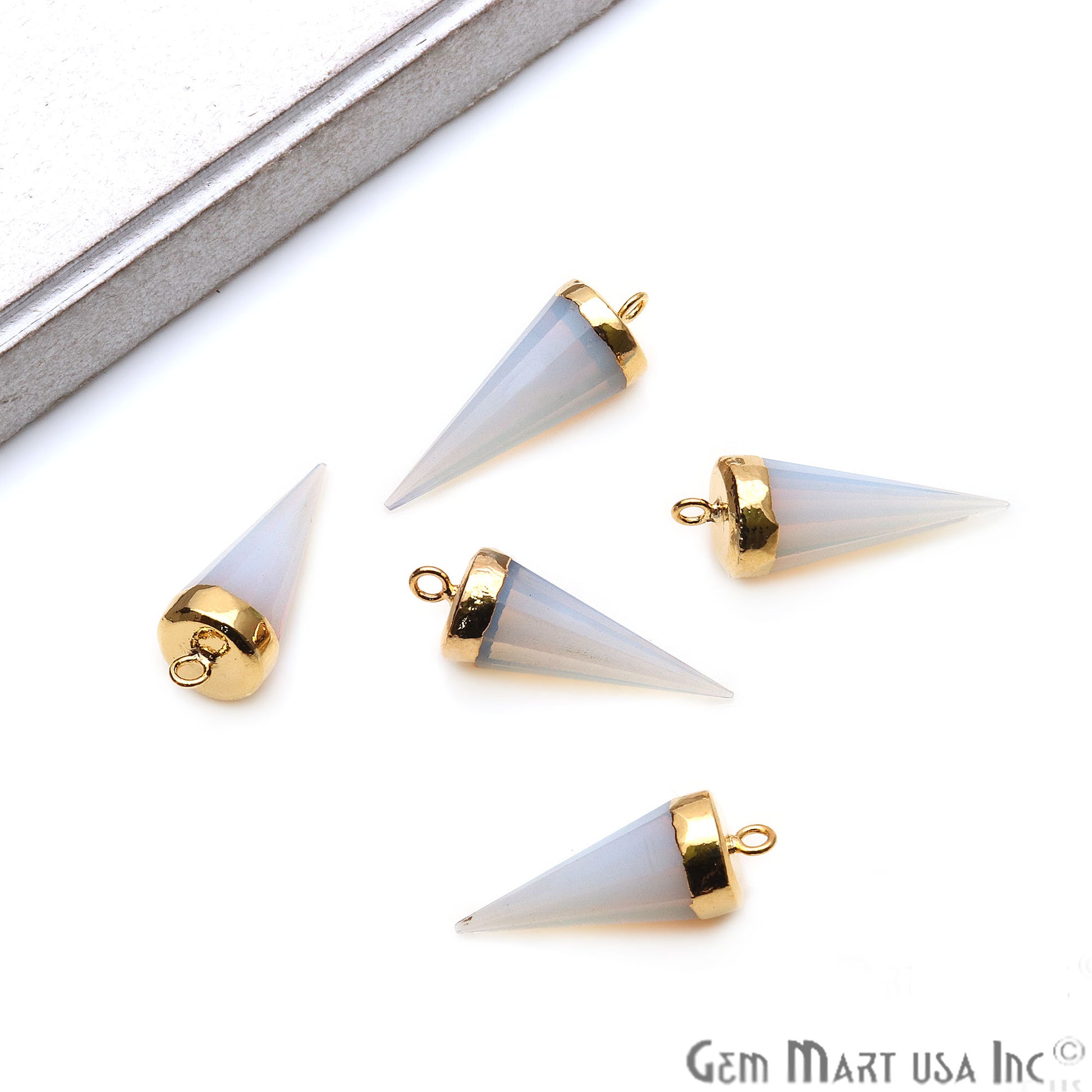 Gemstone Cone 29x10mm Gold Electroplated Single Bail Connector (Pick Stone) - GemMartUSA