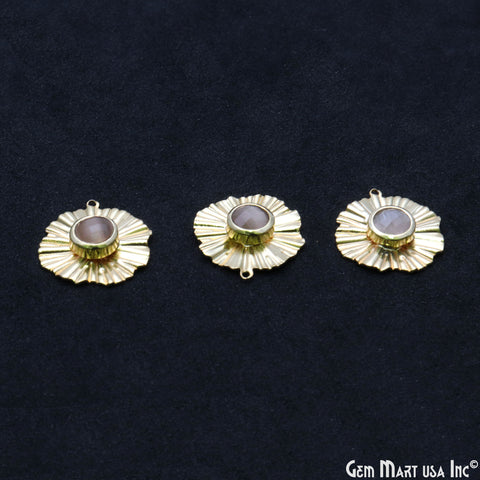 DIY White Monalisa Round Gold Jewelry Connector Pendant