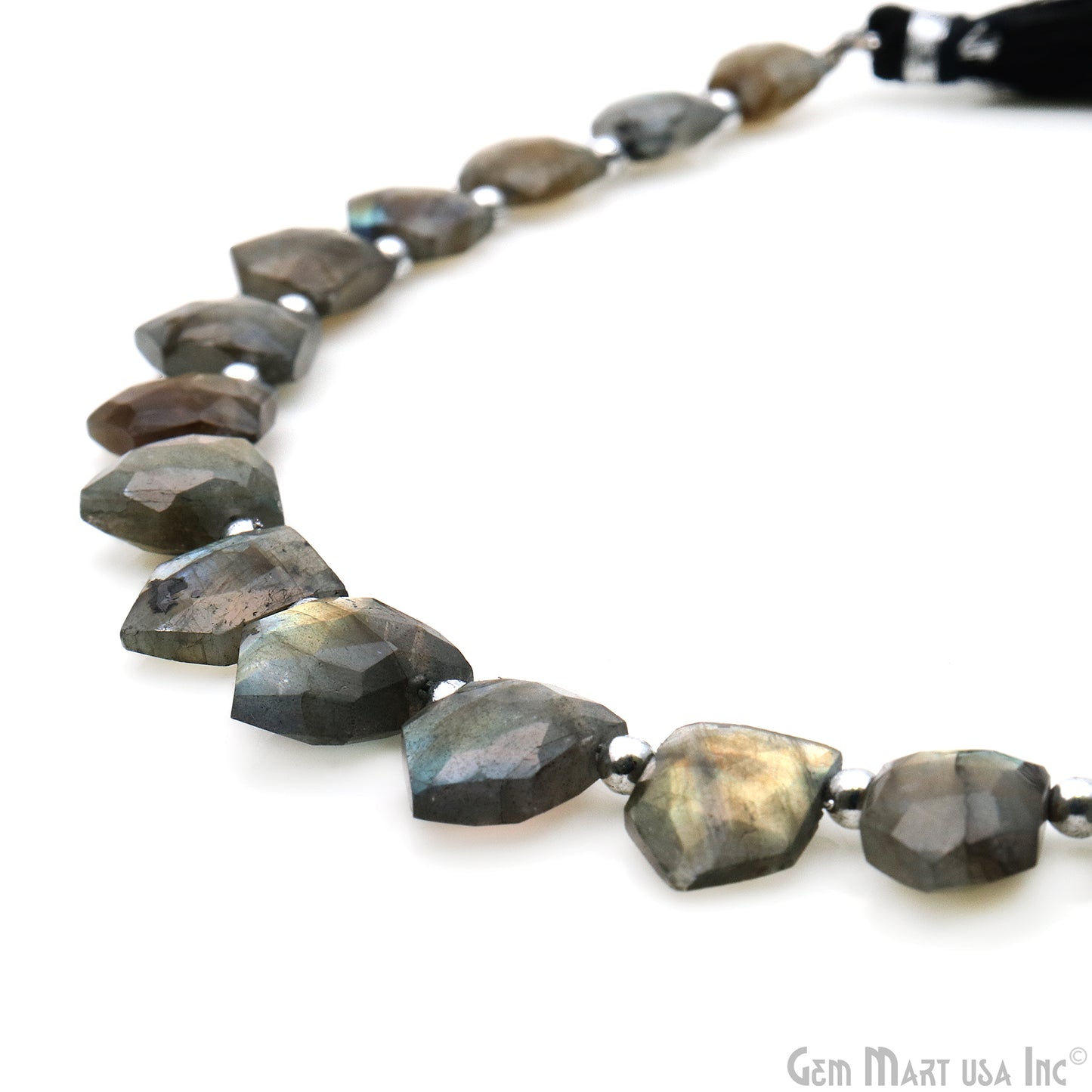 Labradorite Pentagon Beads, 8 Inch Gemstone Strands, Drilled Strung Briolette Beads, Pentagon Shape, 9x12mm