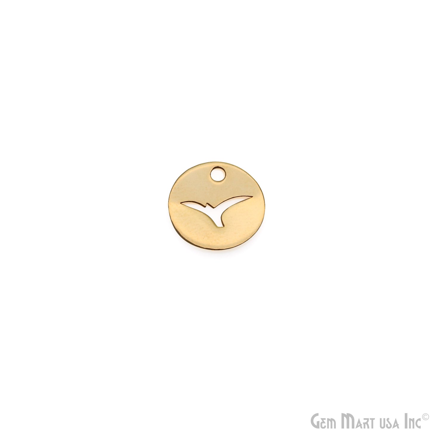 Bird Charm On Round Shape Laser Finding Gold Plated 13mm Charm For Bracelets & Pendants