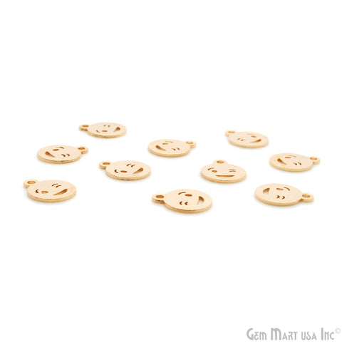 Emoji Shape Laser Finding Gold Plated 14.8x12mm Charm For Bracelets & Pendants