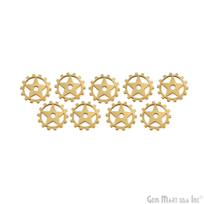 Gear Shape Gold Laser Finding 20mm Gold Plated Charm For Bracelets & Pendants