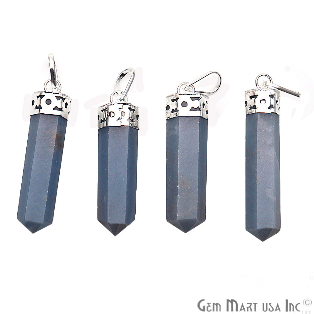 DIY Healing Gemstone Silver Pencil Point Ornate Pendant 1pc (Pick Stone) - GemMartUSA