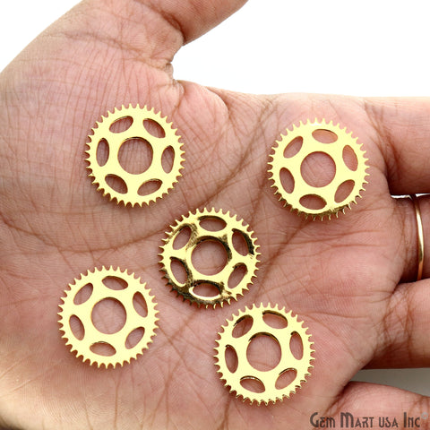 Clock Wheel Charm Laser Finding Gold Plated 20mm Charm For Bracelets & Pendants
