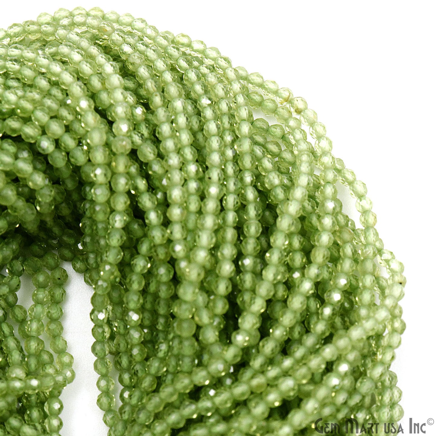 Peridot Rondelle Beads, 12-13 Inch Gemstone Strands, Drilled Strung Nugget Beads, Faceted Round, 2-2.5mm