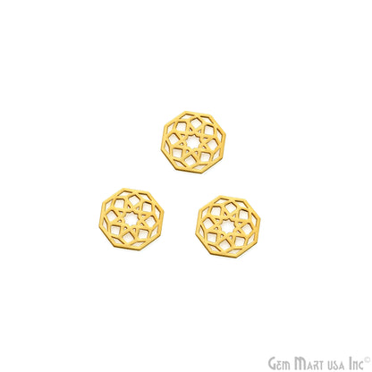 Hexagon Shape Charm Laser Finding Gold Plated 13mm Charm For Bracelets & Pendants