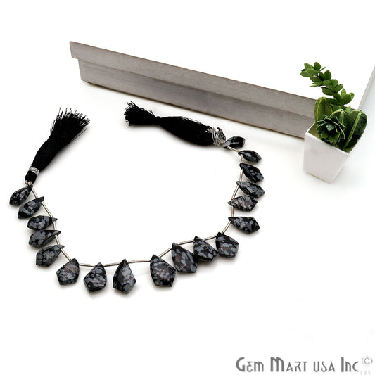 Black Obsidian Free Form 18x11mm Crafting Beads Gemstone Strands 8INCH - GemMartUSA