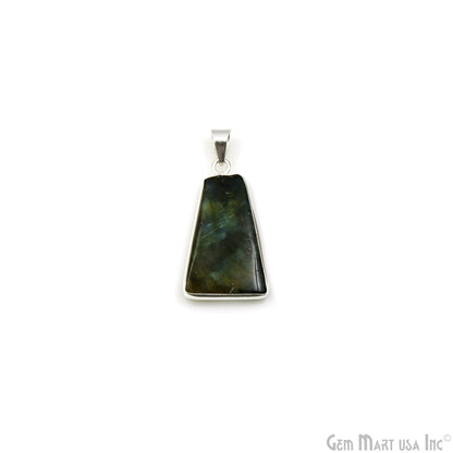 Labradorite Gemstone Rectangle 35x19mm Sterling Silver Necklace Pendant 1PC