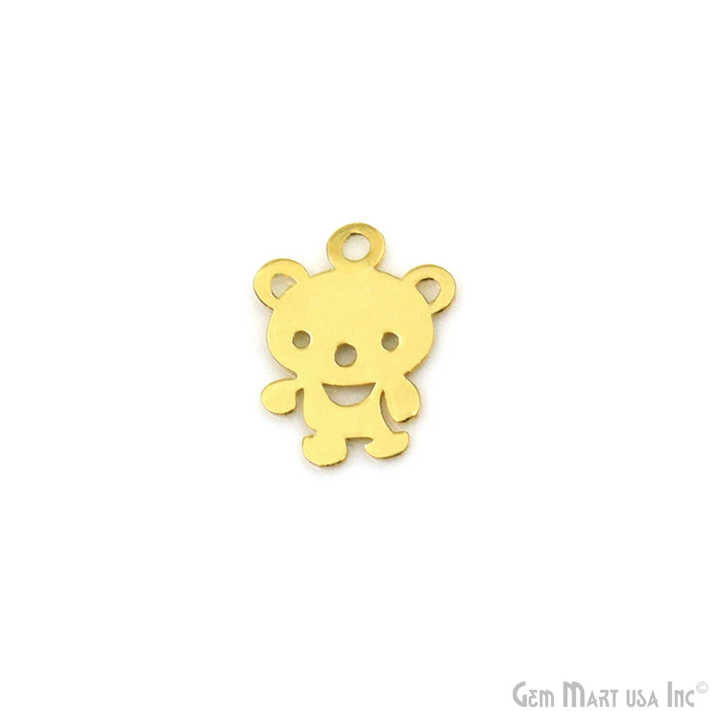 Teddy Bear Shape Laser Charm Gold Plated 20x15.40mm Finding Charm Connector