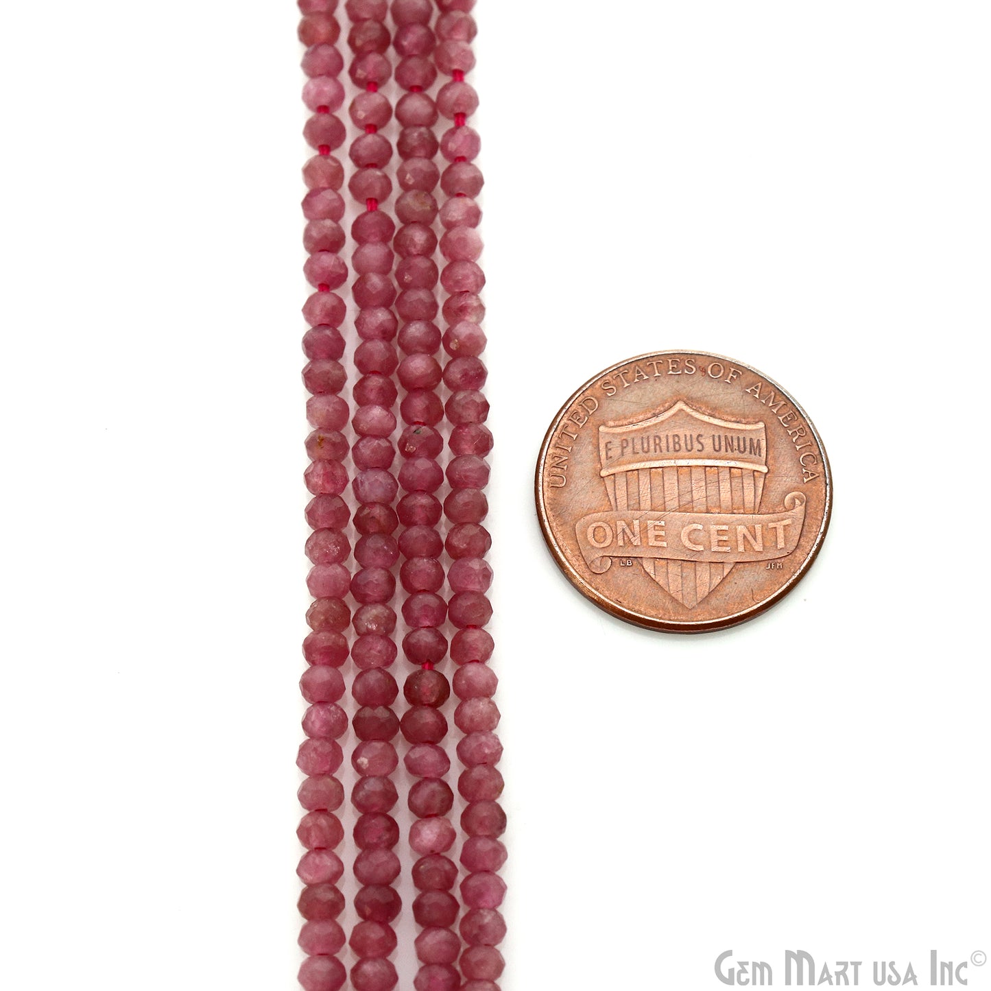 Pink Tourmaline Rondelle Beads, 13 Inch Gemstone Strands, Drilled Strung Nugget Beads, Faceted Round, 2.5-3mm