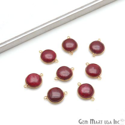 Ruby Cabochon Round 14mm Double Bail Gemstone Connector - GemMartUSA