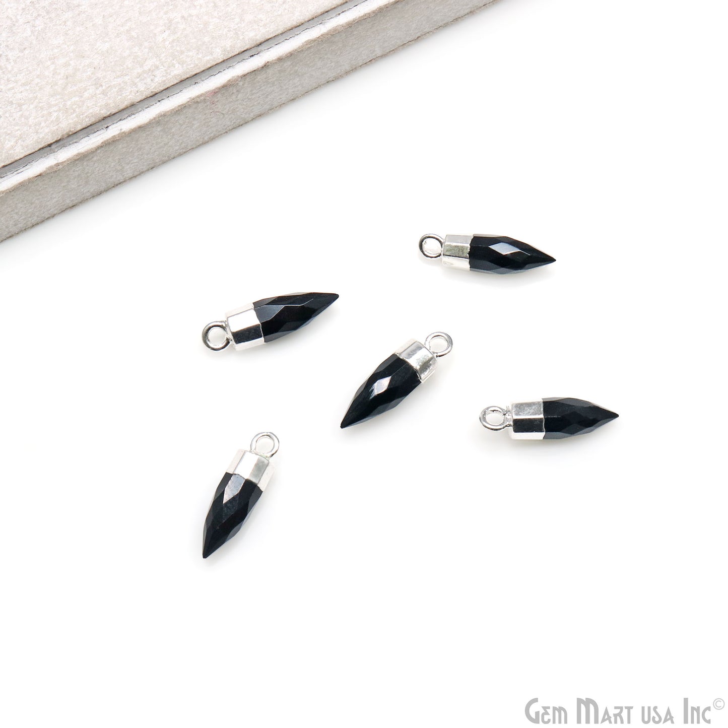 Bullet Shape 17x5mm Silver Electroplated Gemstone Connector