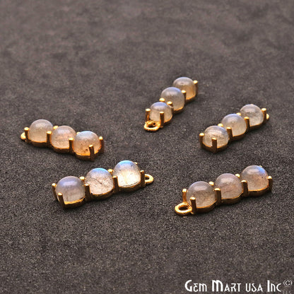 Labradorite Gemstone 22x6mm Prong Setting Gold Plated Component Connector - GemMartUSA