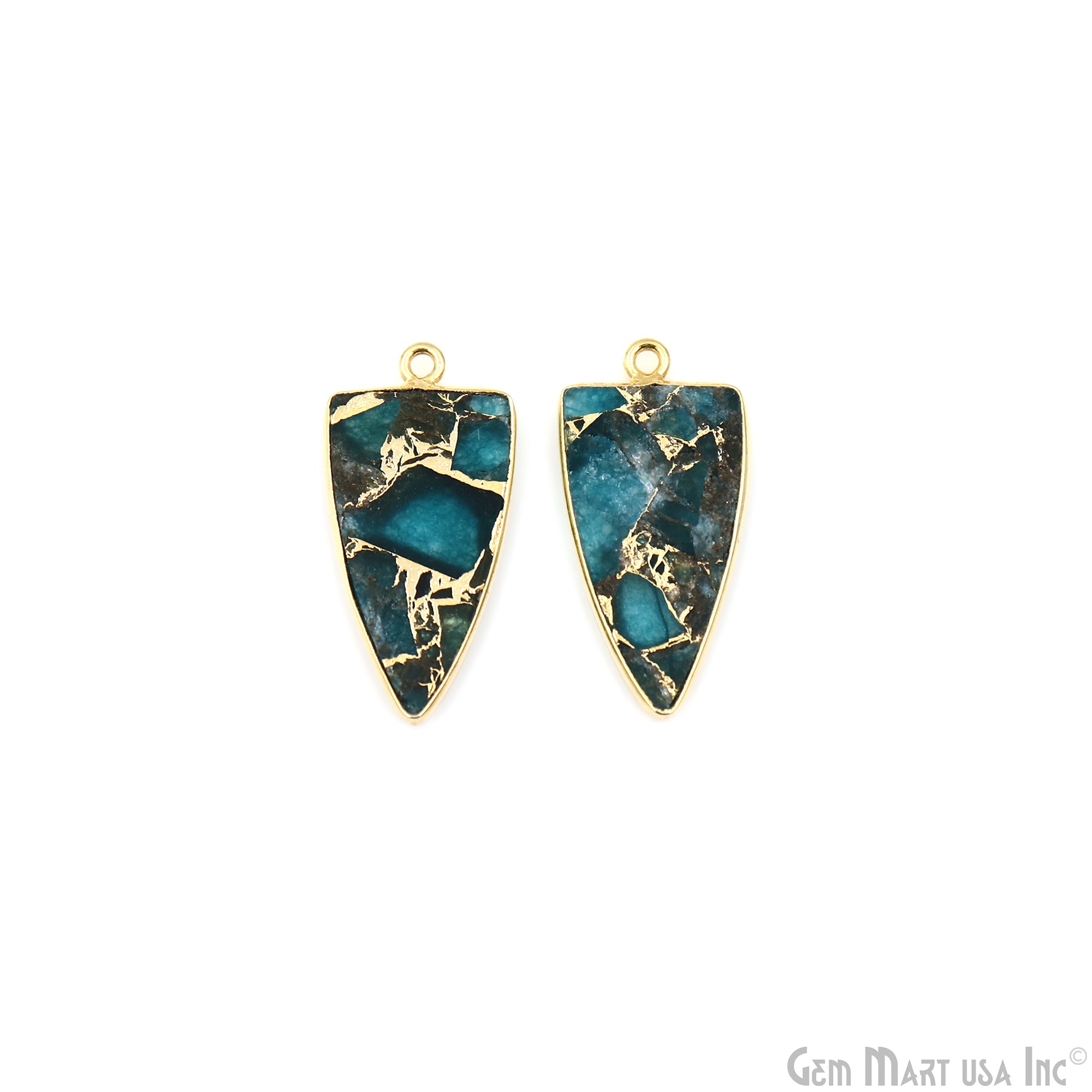 Sky Blue Mohave 26x13mm Gold Plated Single Bail Earring Connector 1 Pair