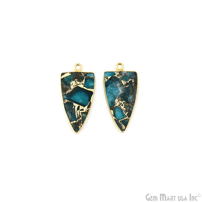 Sky Blue Mohave 26x13mm Gold Plated Single Bail Earring Connector 1 Pair