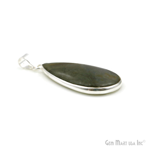 Labradorite Gemstone Pears 42x20mm Sterling Silver Necklace Pendant 1PC