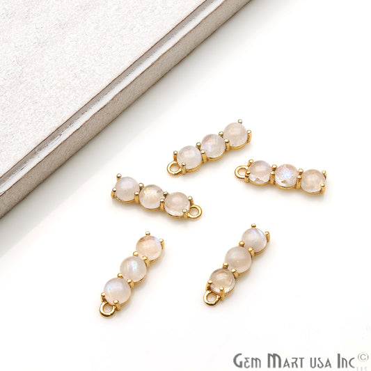 Rainbow Moonstone 22x6mm Prong Setting Gold Plated Component Connector - GemMartUSA